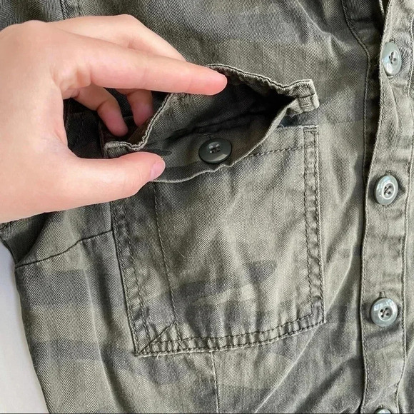 Lucky Brand Camo Military Shirt Dress Olive Green Long Sleeve Button Down S - Picture 4 of 8